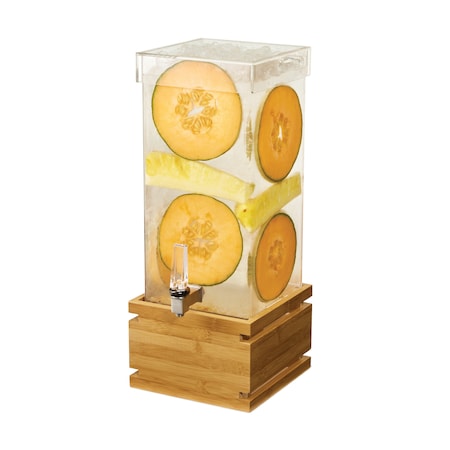 Rosseto Serving Solutions Square 4 Gal. Beverage Dispenser with Bamboo Base and Capped Lid, 1 EA LD180